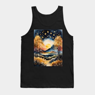 Golden Watercolor Landscape II Tank Top